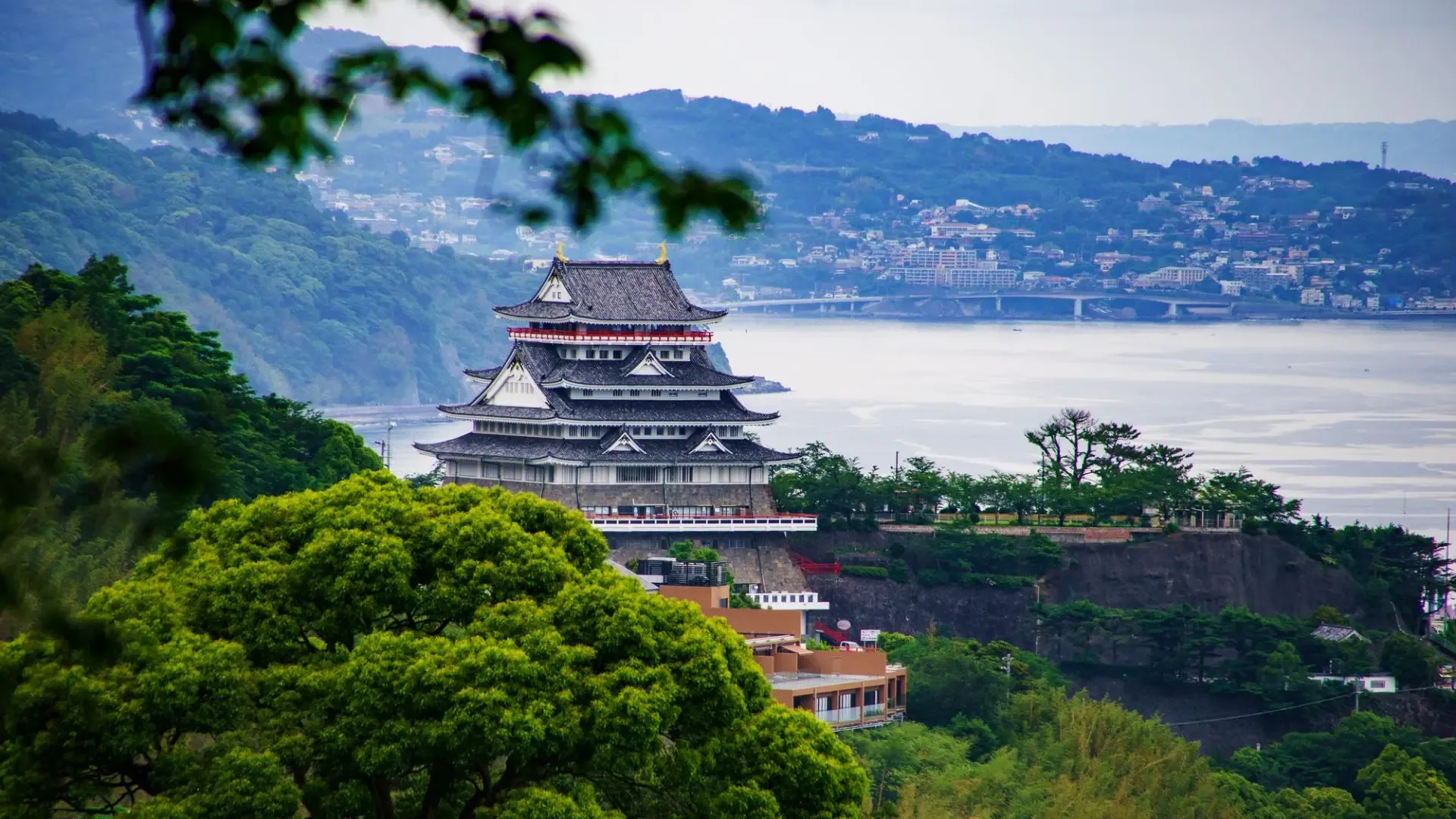 View of Atami Castle overlooking the bay