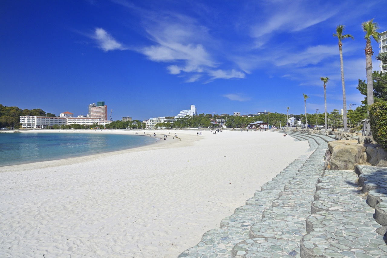 Beach view of Shirahama Beach and its white sand