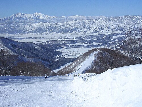 A view of a slope in Nozawa Ski Resort, Nozawa Onsen, Nagano
