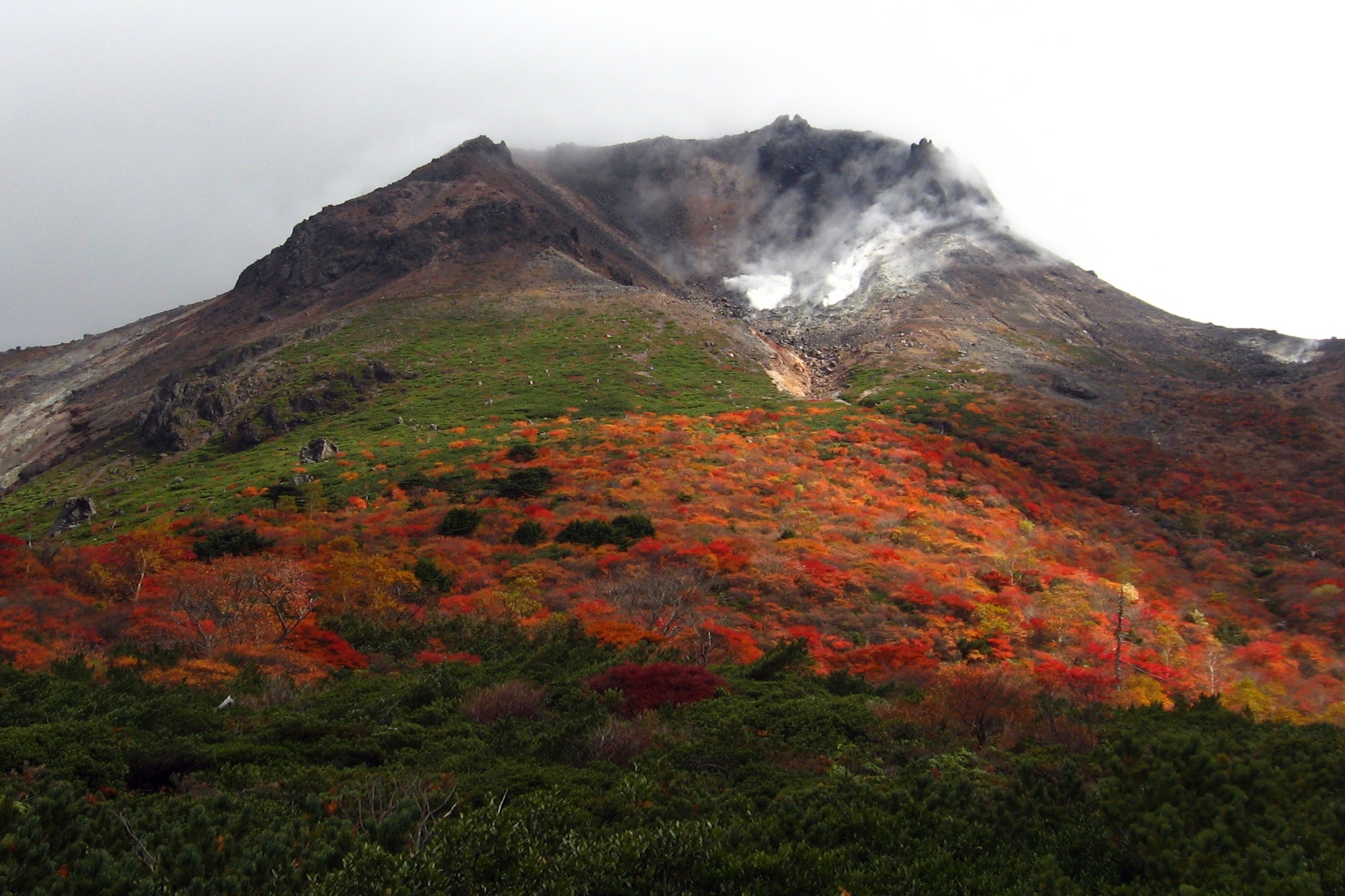 The west face of Mount Chausu (Chausu-dake) in Mount Nasu, Japan