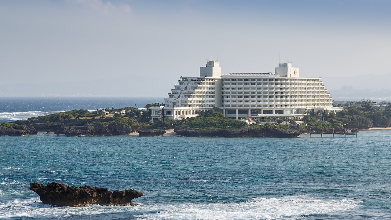 Seaside view of ANA InterContinental Manza Beach Hotel & Resort in Onna, Okinawa, Japan