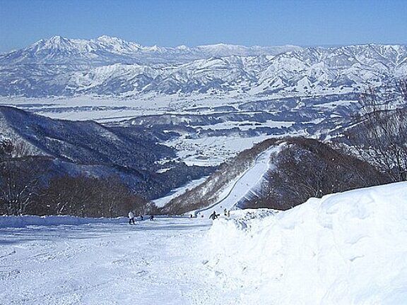 A view of a slope in Nozawa Ski Resort, Nozawa Onsen, Nagano