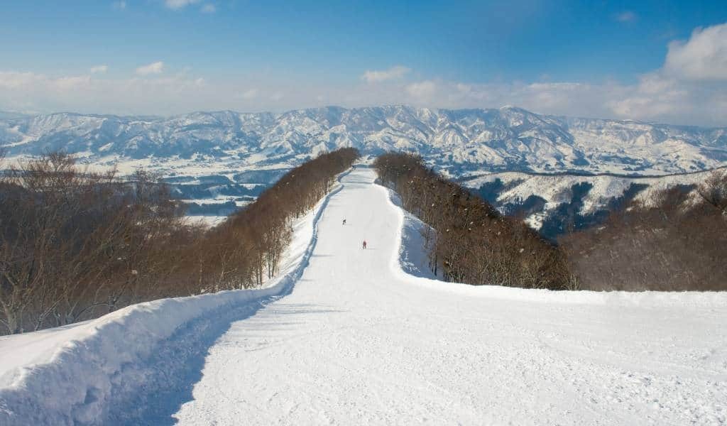 View of skiing slope in Nozawa Onsen Ski Resort